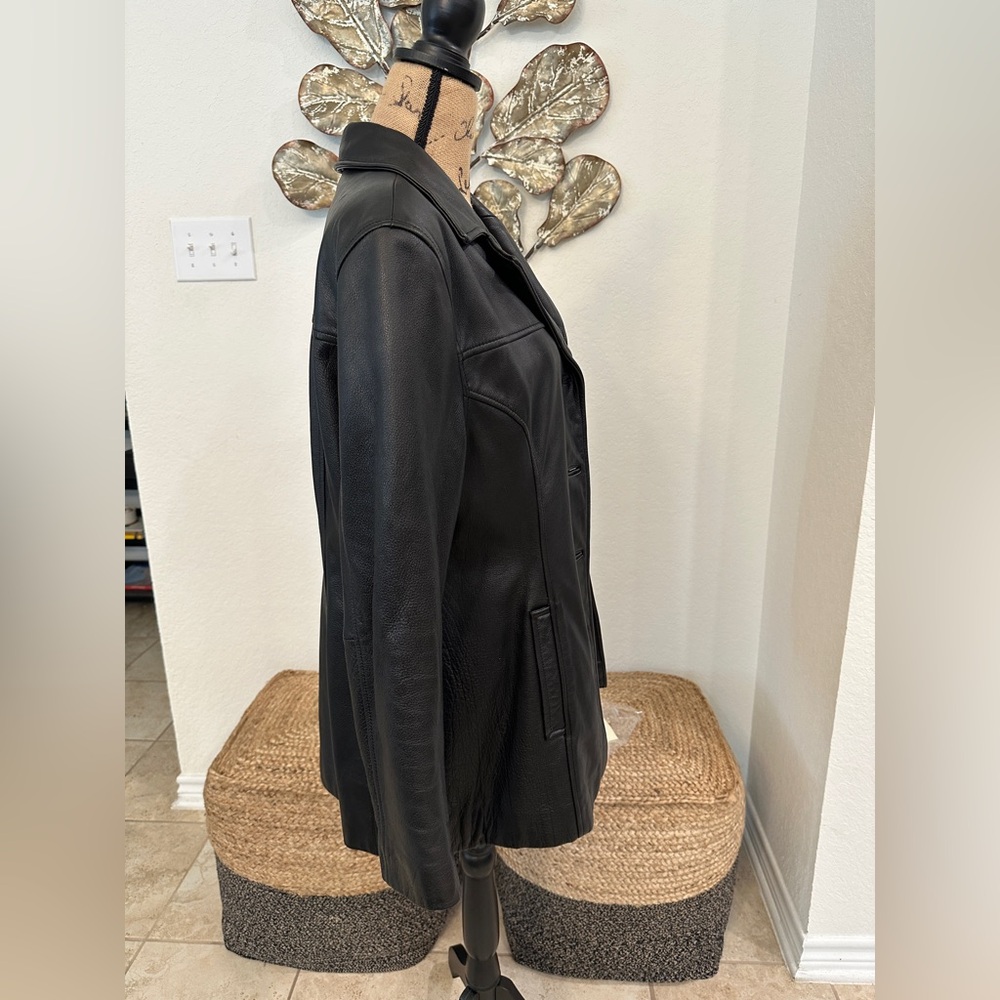 Wilsons Leather Black Genuine Leather Button-Front Jacket Coat Women’s L - Picture 6 of 10